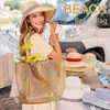 Bolsa de Playa Plegable Malla Bolso de Mano Malla Bolso de Hombro para Mujer Esencial de Viaje de Verano Bolsa de Juego