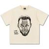 Camiseta de Manga Corta con Graffiti Pintado a Mano de Curry Transfronterizo Primavera/Verano 2025 Top Retro Americano Street Lavado Pesado Viejo