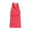 Vestido de verano a rayas plisado con cuello halter estilo europeo y americano para mujer 12504 color de la imagen mezcla de fibra sintética retazos