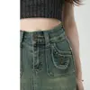Saia Jeans Feminina 2024 Verão Nova Cintura Alta Estilo Americano Retrô Linha A Saia Curta Hot Girl Calças de Quadril Saia