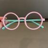 Marco Redondo para Gafas de Niña con Patas Suaves para Bebé Niño y Niña Marco para Gafas Infantiles Niños Lente Linda Dibujo Animado de Niña Silicona