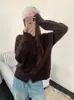 Suéter de lana de cachemir cepillado, cárdigan de estilo suave, suéter de estilo coreano, tejido de punto con cuello alto, chaqueta de corte holgado, capa interior para un look casual