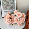 Ramo de 7 Rosas Transfronterizo, Flores Artificiales, Rosas Vintage, Rosas Cappuccino, Flores para Decoración de Bodas, Decoraciones de Pasillo