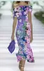 2026 Nuevo Estilo Transfronterizo Patrón de Elementos Florales Impresión Digital 3D Elegante Vestido Corto de una Sola Manga