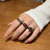 Estilo Gótico Escuro Asas de Demônio Morcego Zircônia Laranja-Vermelha Anel Aberto Subcultura Menina Popular Tendência Nicho Anel Cool