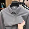 Camiseta masculina de manga longa com liocel, linho e algodão, novo estilo primavera/outono 2026, camisa polo masculina casual de negócios com colarinho