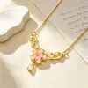 Collar de Cobre Chapado en Oro con Circonita, Cadena de Clavícula Femenina de Doble Anillo Incrustada con Diamantes, Diseño de Nicho, Joyería de Plata de Estilo Minimalista
