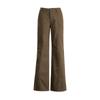 Pantalones de Mezclilla Estilo Retro Americano Ajustados Color Café Marrón, Estilo Nuevo, Cómodos para Otoño e Invierno, Largos hasta el Piso, Ligeramente Acampanados, Versátiles con Caída