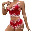 Amazon Europeo y Americano Comercio Exterior Transfronterizo Venta Caliente Lencería Sexy Encaje Color Transparente Bloqueo de Color Conjunto de Dos Piezas Venta al Por Mayor de Fábrica
