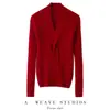 Suéter elegante de gola V estilo coreano, simples, com torção cruzada, caimento justo, modelador, para o dia a dia, todo em cashmere, suéter pullover feminino