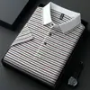 Camisa polo casual de manga curta masculina, novo estilo de verão de alta qualidade, camiseta listrada fresca e respirável, top para homens de meia-idade
