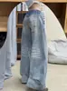Jeans Anchos de Diseñador de Moda con Patrón de Rayos para Mujer, Talla Petite, Bordados, Corte Holgado, Adelgazantes, Cubren el Cuerpo, Pierna Recta, Pantalones de Largo Completo