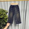 Jeans para Niñas 2025 Otoño Nuevo Ropa para Niños Pantalones Casuales Rectos Holgados para Niños Pantalones de Moda de Pierna Ancha para Niños