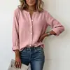 2026 Site Independente Europeu e Americano da Amazon Algodão Bambu Plus Size Casual Gola Alta Camisa Feminina de Manga Longa
