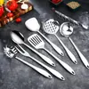 Juego de utensilios de cocina de acero inoxidable con baño de titanio para Amazon espátula espátula para cocinar cucharón para sopa gancho para carne en polvo Espátula cola puntiaguda utensilios de cocina