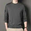 Moletom gola careca masculino transfronteiriço para primavera e outono, camiseta básica solta e estilosa para homens jovens e de meia-idade, camiseta de manga comprida da moda para pais
