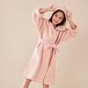 Bata de baño nueva de algodón puro para niños, doble capa tipo gofre, material de toalla de algodón transfronterizo, camisón de manga larga con capucha, pijama