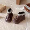 Botas de Cano Curto com Renda Dobrada para Meninas Outono/Inverno Novo Estilo Laço Menina Pequena Sola Grossa Antiderrapante Botas de Princesa Botas Individuais Infantis
