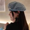 Boina vaquera de parche para mujer primavera y verano estilo coreano versátil que hace que la cara parezca pequeña sombrero de pintor Beilei estilo japonés sombrero para circunferencia de cabeza grande