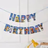 Tema Patrulha da Equipe Wang Wang Banner de Feliz Aniversário Suprimentos para Arranjo de Balões Espirais Enfeite Pendurado de Bandeira Azira