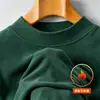 Camiseta Masculina de Lã Dupla Face com Gola Alta Curta e Mangas Longas, camada base quente para outono e inverno, forrada com fleece e espessada para calor extra, tendência de outono