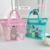 Bolsa de Praia para Mulheres, Estilo Coreano de Verão, Rede, Europeia e Americana, Transfronteiriça, Impermeável, Necessaire, Bolsa de Armazenamento Portátil de Grande Capacidade para Uso ao Ar Livre