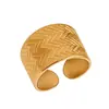 Anillo Abierto Hidráulico de Moda Transfronterizo con Líneas Irregulares Geométricas de Acero de Titanio Anillo Abierto de Moda para Hombres y Mujeres