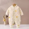 Gaze de Algodão Puro Enrugado 40g Algodão Fino Bebê Recém-Nascido Outono e Inverno Macacão Sem Costura Pinça de Roupa Roupa de Bebê de Algodão