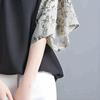 Camisa de Mujer Estilo Japonés en Stock Transfronteriza Verano 2026 Nuevo Top Floral de Manga Corta y Media Cuello Redondo