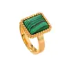 Anillo de Acero Inoxidable Transfronterizo Europeo y Americano Fundido con Puntos Redondos Rectangular de Piedra Natural Anillo de Pareja de Moda Fabricante
