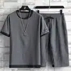 Traje Deportivo Casual de Verano para Hombre, Camiseta de Manga Corta y Shorts de Seda Helada, un Conjunto Completo de Atuendos de Dos Piezas a la Moda para Niños