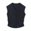 Procesamiento personalizado: Chaleco de Punto Lyocell con Cintura Fruncida y Cuello en V para Mujer, Estilo Delgado de Primavera, Corte Ajustado, Prenda Exterior sin Mangas