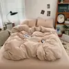 Juego de Cama de Cuatro Piezas de Algodón Lavado Clase A para Dormir Desnudo en la Cama, Funda Nórdica de Lino Color Sólido, Sábana Plana, Sábana Ajustable, Juego de Tres Piezas para Dormitorio Estudiantil