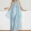 Vestido de Gaze Fluido Perolado Estilo Resort com Alças Finas, Vestido Longo, Vestido de Fada, Conjunto de Duas Peças, Novo Design de Verão 2026, Versátil