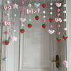 Decoración de Mermelada de Fresa Colorida Cortina Colgante de Media Sección para Puerta de Habitación Infantil Linda de Alto Valor Sin Taladro Cortina para Puerta de Dormitorio