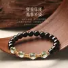 Pulseira de Obsidiana Natural Estilo Xiaohongshu para Mulheres com Contas de Transferência para Namorada, Joia de Pulseira de Cristal Fantasma Verde