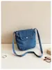 Bolsa Pequena de Jeans com Tecido Macio e Aba Pequena, Bolsa de Ombro Casual Estilo Coreano, Bolsa Transversal de Alto Valor Estético, Bolsa Carteiro
