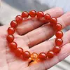 Pulseira de Ágata Vermelha Gelo Natural com Citrino Signo do Zodíaco Masculina e Feminina 10-14mm Presente Atacado