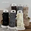 Zapatos Shang Mian Calentadores de Pierna de Algodón para Niños Invierno y Otoño Calientes Engrosados Calcetines Afelpados Estilo Coreano Niñas Lazo de Perla Capa Base Cubre Pantorrillas