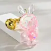 Llavero Creativo de Cadena Conejo Luminoso con Botella de Arena Líquida de Aceite Accesorio Acrílico Colgante de Botella de Aceite Accesorio para Bolsa