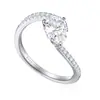 Conjunto de Anéis de Prata 925 Esterlina com Fileira de Zircônia 6*8 Diamante Conjunto de Anéis de Prata Esterlina Combinação 1.25Ct Conjunto de Anéis Feminino Cruzado Europeu e Americano Anel de Prata