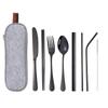 Fabricante Personalizado Aço Inoxidável Portátil Talheres Faca de Bife Colher Garfo Canudo Hashi Mais Logo Conjunto para Viagem ao Ar Livre