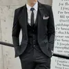 Traje Rayado para Hombre 2020 Set de Tres Piezas Estilo Coreano Juvenil Corte Slim Talla Extra Vestido de Boda Banquete Ropa Formal