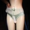 Conjunto de bragas de encaje sexy para hombre, ropa interior de una pieza con lazo de cintura alta y talla grande, ropa interior sedosa para hombre