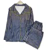 Pijama de Manga Larga a Rayas de Bloque de Color de Diseño de Alta Gama Estilo Coreano para Mujer, Nuevo Modelo Primavera y Otoño 2026, Conjunto de Ropa de Casa con Pantalón Largo