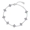 Pulsera de trébol de cuatro hojas de moissanita de plata de ley S925, moda europea y americana, regalo de lujo ligero y exquisito para mujeres, venta al por mayor para transmisión en vivo