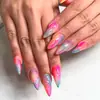 Uñas postizas largas en forma de almendra Y2K aurora arcoíris degradado parches para uñas macaron fantasía parches de uñas postizas