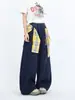 Falda a Cuadros Desmontable Azul Marino Estructurada Pantalones Deportivos Hip-Hop Pantalones de Jazz de Pierna Ancha Caídos para Otoño e Invierno Hombres y Mujeres