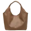 Bolsa Tote Casual Retro de Grande Capacidade Feminina Estilo Novo Transfronteiriço Sensação de Alto Padrão Textura Trançada Moda Simples Bolsa de Ombro de Axila