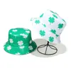 Sombrero de pescador con estampado de tréboles Amazon Transfronterizo St. Sombrero reversible para el Día de San Patricio con protección solar para exteriores para hombres y mujeres